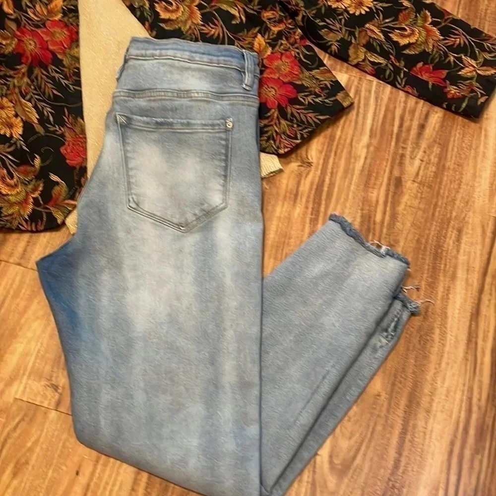 Kensie women’s jeans 32 14 vintage luxe cropped stretch ankle pants blue denim